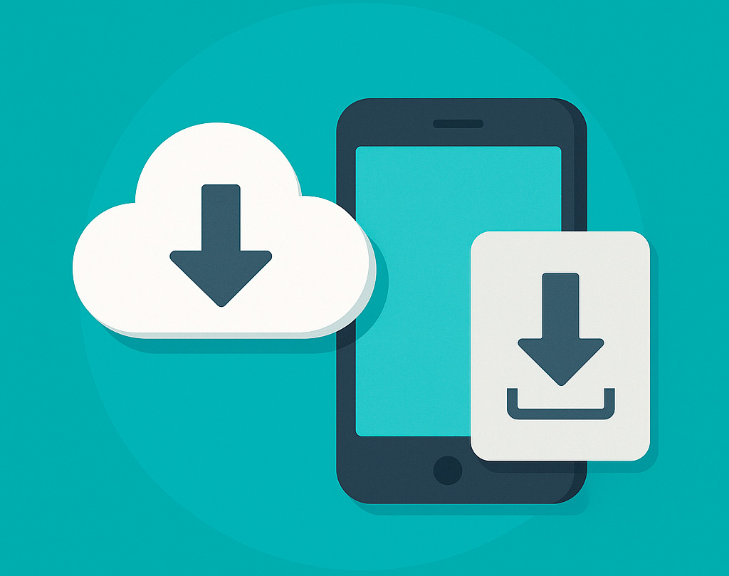 Icono que representa la descarga de apps para edición móvil
